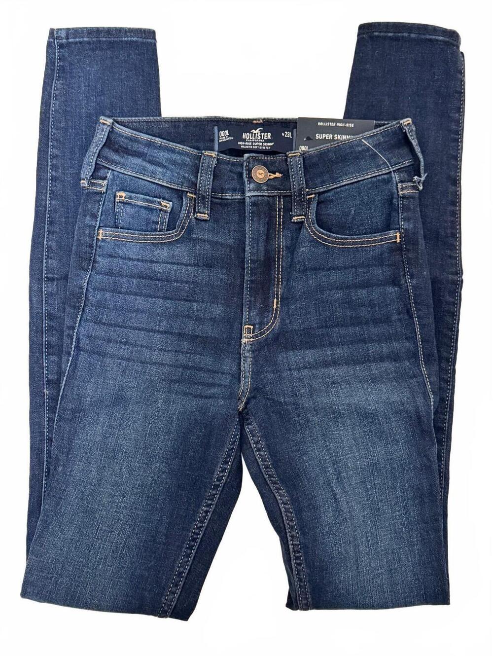 Hollister High-Rise Super Skinny Dark Wash Jeans 000L W23 Long